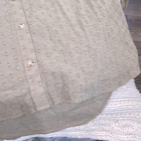 Cato olive green Swiss dot top cotton fabric size XLarge - Picture 9 of 10